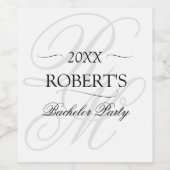 Monogram Elegant Minimalistisch Vrijgezellenfeest Wijn Etiket (Enkel label)