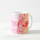 Monogram Elegant Modern Abstract Kunstblauw Roze Koffiemok (Voorkant rechts)