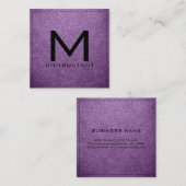 Monogram Elegant modern Afrikaans Violet Leather Vierkante Visitekaartje (Voorkant / Achterkant)
