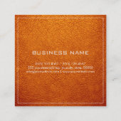Monogram Elegant Modern Amber Leder Vierkante Visitekaartje (Achterkant)