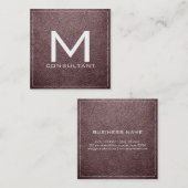 Monogram Elegant Modern Bazaar Leather Vierkante Visitekaartje (Voorkant / Achterkant)