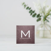 Monogram Elegant Modern Bazaar Leather Vierkante Visitekaartje (Staand voorkant)