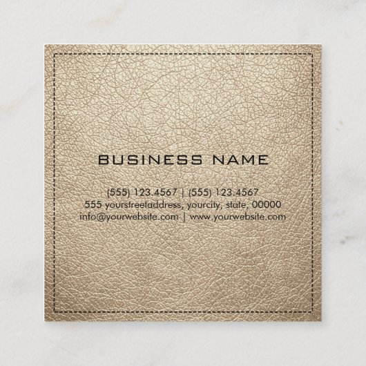 Monogram Elegant modern bisque leder Vierkante Visitekaartje (Achterkant)