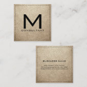 Monogram Elegant modern bisque leder Vierkante Visitekaartje (Voorkant / Achterkant)