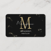 Monogram Elegant Modern Black Gold Visitekaartje (Voorkant)