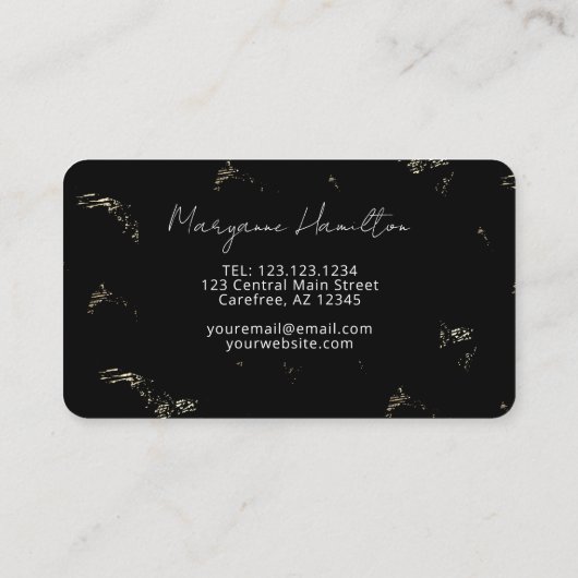 Monogram Elegant Modern Black Gold Visitekaartje (Achterkant)