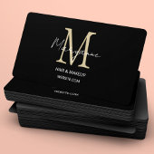 Monogram Elegant Modern Black Professional Visitekaartje