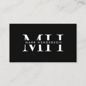 Monogram Elegant Modern Black Visitekaartje (Voorkant)