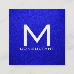 Monogram Elegant Modern Bluebonnet Leer Vierkante Visitekaartje
