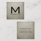 Monogram Elegant Modern Bone Leather Vierkante Visitekaartje (Voorkant / Achterkant)