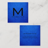 Monogram Elegant Modern Brandeis Blue Leather Vierkante Visitekaartje (Voorkant / Achterkant)
