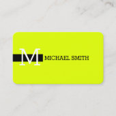 Monogram Elegant Modern Chartreuse & Zwart Visitekaartje (Voorkant)