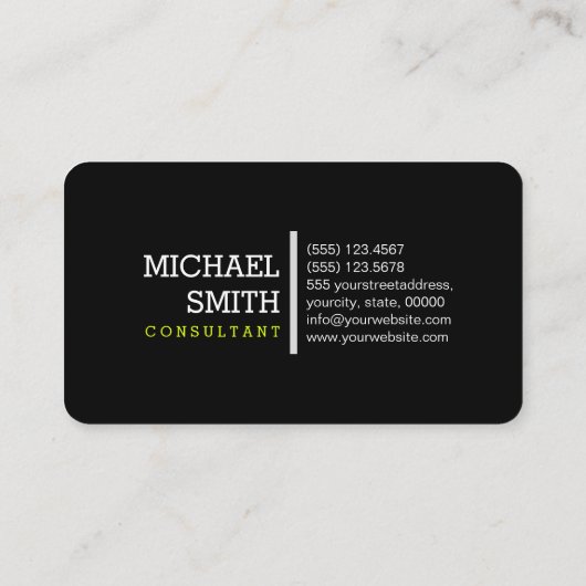 Monogram Elegant Modern Chartreuse & Zwart Visitekaartje (Achterkant)