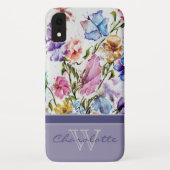 Monogram Elegant Modern Floral en Butterfly Case-Mate iPhone Case (Achterkant)