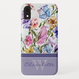 Monogram Elegant Modern Floral en Butterfly Case-Mate iPhone Case