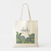 Monogram Elegant Modern Floral Hydrangea Tote Bag (Achterkant)