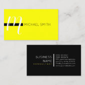 Monogram Elegant Modern Geel en Zwart Visitekaartje (Voorkant / Achterkant)