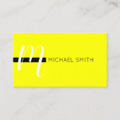 Monogram Elegant Modern Geel en Zwart Visitekaartje (Voorkant)