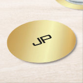 Monogram Elegant Modern Gold Kijk Sjabloon Ronde Kartonnen Onderzetter (Gebogen)