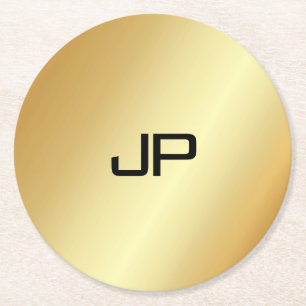 Monogram Elegant Modern Gold Kijk Sjabloon Ronde Kartonnen Onderzetter
