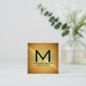 Monogram Elegant Modern Gold Metal Vierkante Visitekaartje (Staand voorkant)