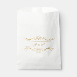 Monogram Elegant Modern Gold Swirl Script Wedding Bedankzakje