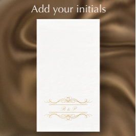 Monogram Elegant Modern Gold Swirl Script Wedding Servet
