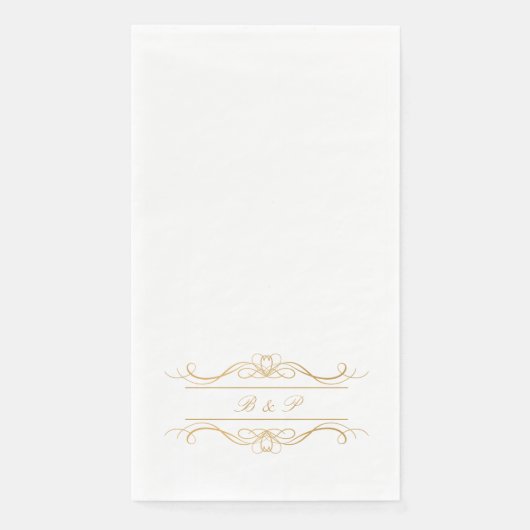 Monogram Elegant Modern Gold Swirl Script Wedding Servet (Voorkant)