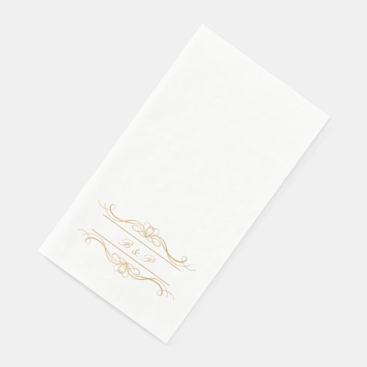 Monogram Elegant Modern Gold Swirl Script Wedding Servet (Hoek)