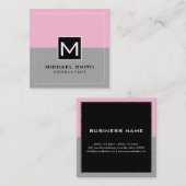 Monogram Elegant Modern Grey Cotton Snoep Vierkante Visitekaartje (Voorkant / Achterkant)