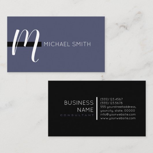 Monogram Elegant Modern Independence and Black Visitekaartje (Voorkant / Achterkant)