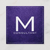 Monogram Elegant modern magenta Violet Leather Vierkante Visitekaartje (Voorkant)