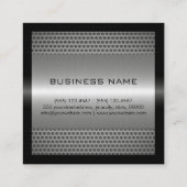Monogram Elegant Modern Metallic Silver Vierkante Visitekaartje (Achterkant)