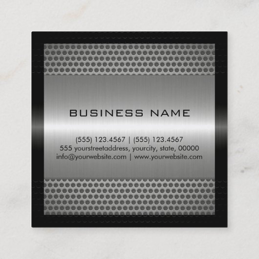 Monogram Elegant Modern Metallic Silver Vierkante Visitekaartje (Achterkant)