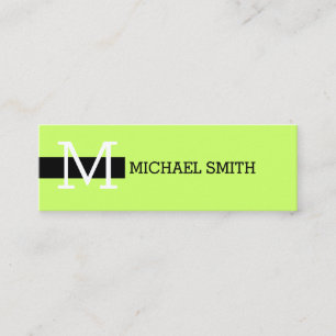Monogram Elegant Modern Moon Green & Black Mini Visitekaartje