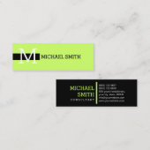 Monogram Elegant Modern Moon Green & Black Mini Visitekaartje (Voorkant / Achterkant)