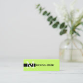 Monogram Elegant Modern Moon Green & Black Mini Visitekaartje (Staand voorkant)