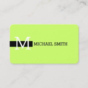 Monogram Elegant Modern Moon Green & Black Visitekaartje