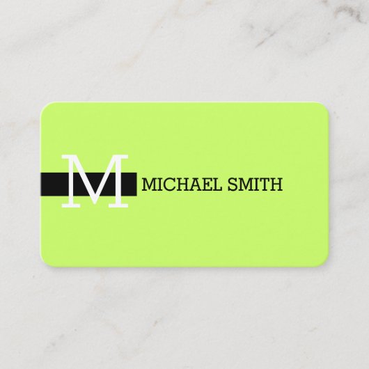 Monogram Elegant Modern Moon Green & Black Visitekaartje (Voorkant)