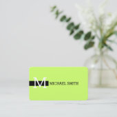 Monogram Elegant Modern Moon Green & Black Visitekaartje (Staand voorkant)