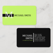 Monogram Elegant Modern Moon Green & Black Visitekaartje (Voorkant / Achterkant)