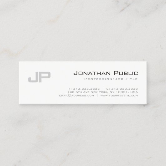 Monogram Elegant Modern Ontwerp Eenvoudig Vlak Mini Visitekaartje (Voorkant)