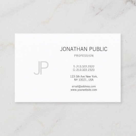 Monogram Elegant Modern Ontwerp Professioneel Eenv Visitekaartje (Voorkant)