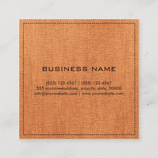 Monogram Elegant modern Oranje Canvas Vierkante Visitekaartje (Achterkant)