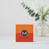Monogram Elegant Modern Red en Oranje Vierkante Visitekaartje (Staand voorkant)