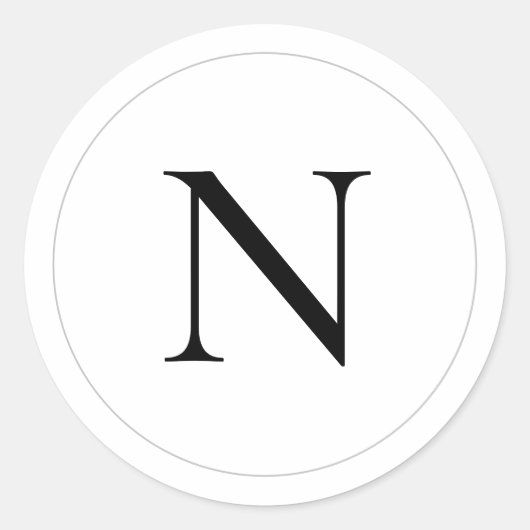 Monogram Elegant Modern Ronde Sticker (Voorkant)