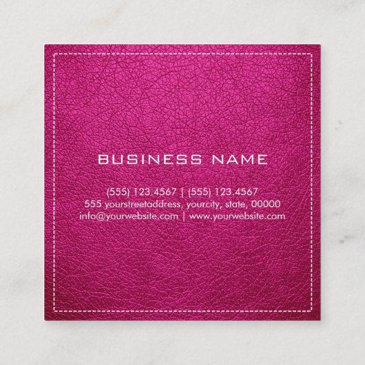 Monogram Elegant Modern Roze Leer Vierkante Visitekaartje (Achterkant)