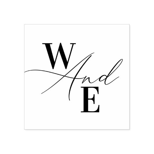 Monogram Elegant Modern Script Rubberstempel (Afrduk)