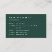 Monogram Elegant Modern Smaragd Groen Visitekaartje (Achterkant)