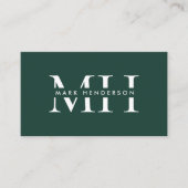 Monogram Elegant Modern Smaragd Groen Visitekaartje (Voorkant)